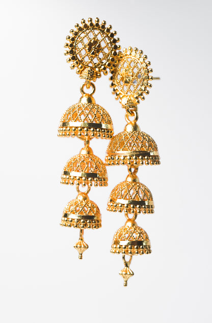 Gold Roshini Chola Jhumka Earrings