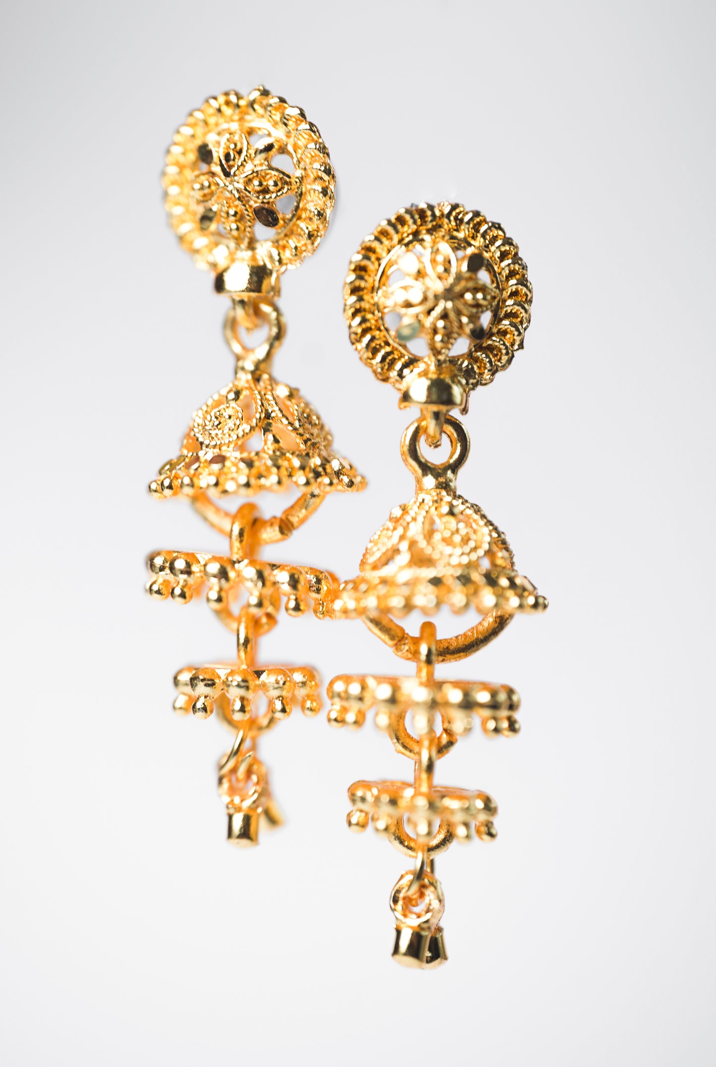 Vaidehi Tiered Gold Earrings