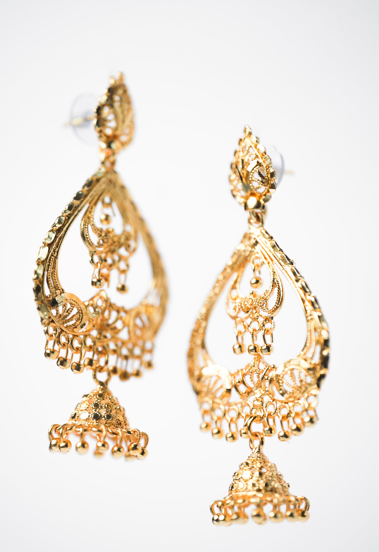 Dil Gold Jhumka Statement Earrings