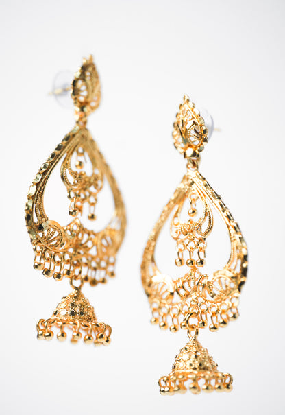 Dil Gold Jhumka Statement Earrings