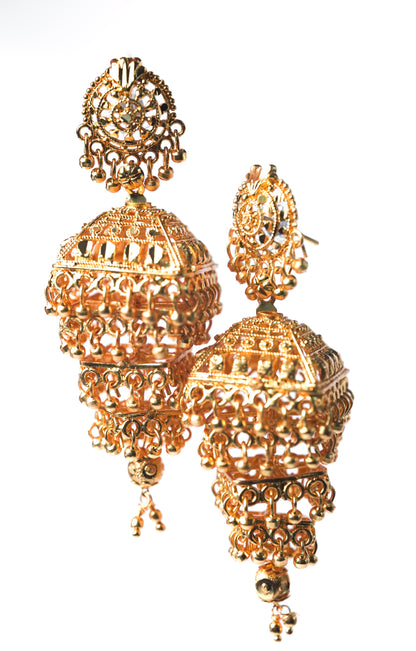 Kailash Tiered Gold Earrings