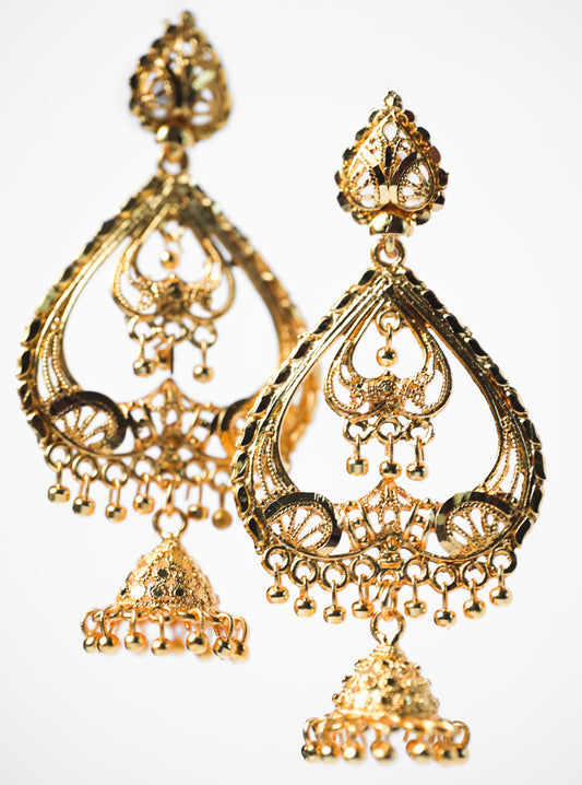 Dil Gold Jhumka Statement Earrings