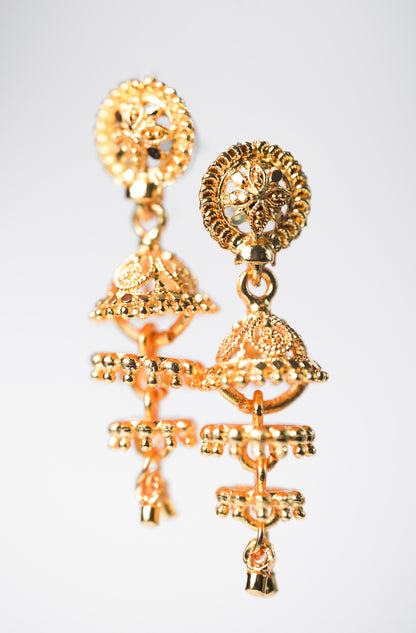 Vaidehi Tiered Gold Earrings